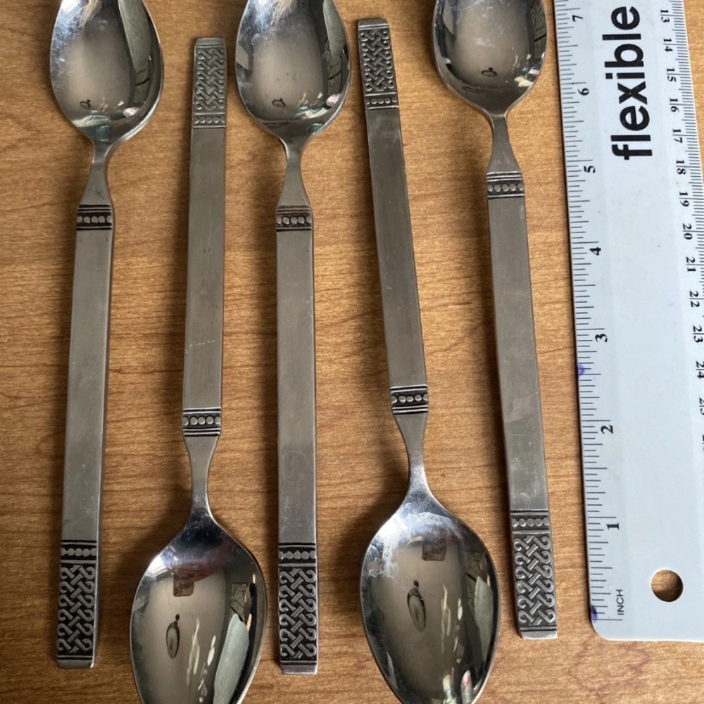 MSI Danika Celtic knot- Set of 5 (Silver) Iced Tea Spoons stainless steel -Japan